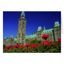 Geranium beds in full bloom on Parliament Hill, Ot Card