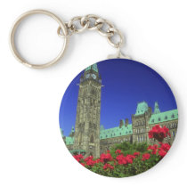 Geranium beds in full bloom on Parliament Hill, Ot Keychains