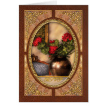 Geranium - Geraniums on a table Card