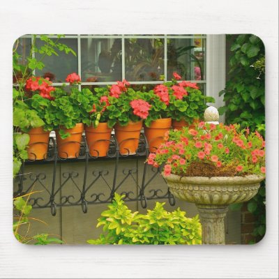 Geranium Pots Mousepad by JanetLoughrey