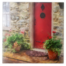 Geraniums by Red Door Ceramic Tiles