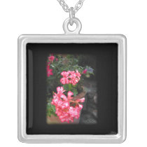 Geraniums. Pelargonium flowers. Custom Necklace