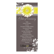 Gerber Daisy Scroll 1 Wedding Program yellow Personalized Invites