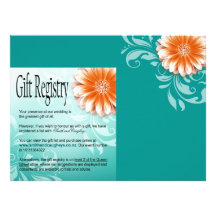 Gerbera Daisy Orange Aqua Gift Registry Custom Invitation