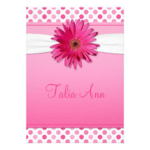 Gerbera Daisy Polka Dot Bat Mitzvah Invitation