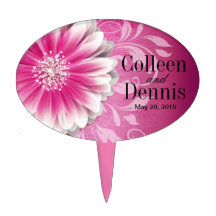 Gerbera Daisy Scroll 1 | fuschia chocolate Cake Toppers