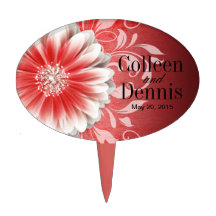 Gerbera Daisy Scroll 1 | red burgundy Cake Picks