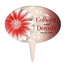 Gerbera Daisy Scroll 1 | red sand Cake Toppers