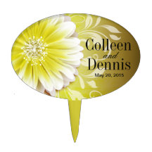 Gerbera Daisy Scroll 1 | yellow chalkboard Cake Pick