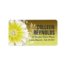 Gerbera Daisy Scroll 1 | yellow chalkboard Personalized Address Labels