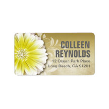 Gerbera Daisy Scroll 1 | yellow taupe Custom Address Label