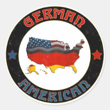 German American Flags Map Stickers