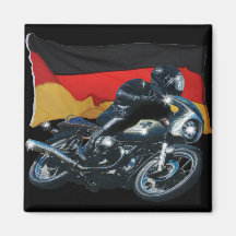 German Flag & Motorbike Rider Magnet
