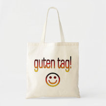German Gifts : Hello / Guten Tag + Smiley Face Canvas Bag