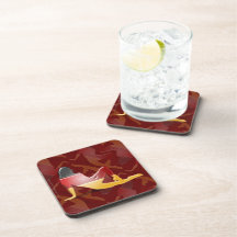 German Girl Silhouette Flag Beverage Coasters