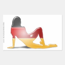 German Girl Silhouette Flag Rectangular Sticker