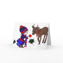German Little Boy and Reindeer Christmas