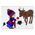 German Little Boy and Reindeer Christmas cards