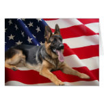 German Shepherd America  Flag Card