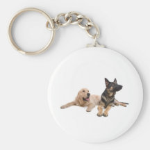 german shepherd and golden retriever porte-clé