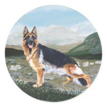 German Shepherd at Work Round Stickers