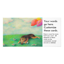 German shepherd birthday girl cute fun art drawing picture card
