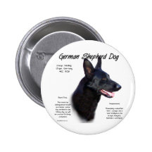 German Shepherd Dog (blk) History Design Button