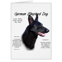 German Shepherd Dog (blk) History Design Greeting Cards