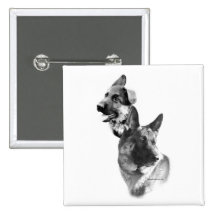 German Shepherd Dog Charcoal 2 Pin
