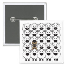 German Shepherd Dog in the Sheep Pinback Buttons