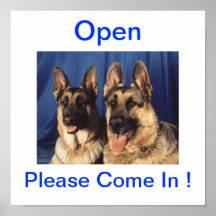 German Shepherd Dog Open Sign For Business Poster
