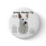 German Shepherd Dog (wht) History Design Button