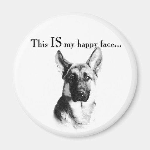 German Shepherd Happy Face Magnets