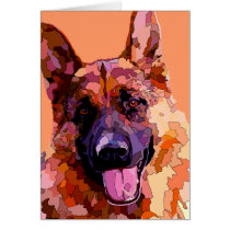 German Shepherd in Bright Colours Greeting Cards