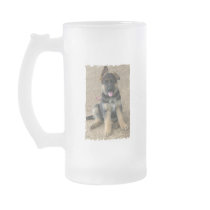 German Shepherd Puppy Frosted Beer Mug