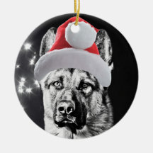 German Shepherd Santa Dog Christmas Tree Ornaments