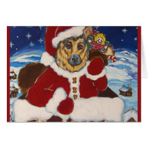 German Shepherd Santa Greeting Cards