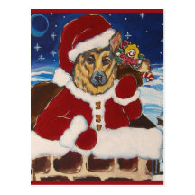 German Shepherd Santa  Post Cards