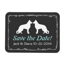 German Shepherds Silhouettes Wedding Save the Date Flexible Magnet
