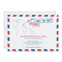 Germany Air Mail Wedding Save The Date Custom Invites