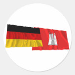 Germany & Hamburg Waving Flags Stickers