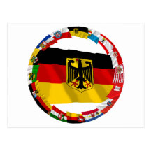 Germany & its Laender Waving Flags Postcard