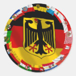 Germany & its Laender Waving Flags Round Sticker