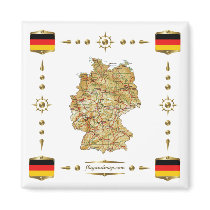 Germany Map + Flags Magnet