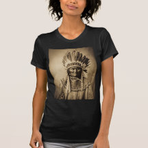 Geronimo in Head Dress Vintage Portrait Sepia Tees