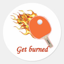 Get Burned Flaming Ping Pong Stickers