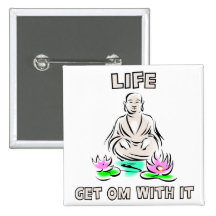 Get OM With It Yoga Button