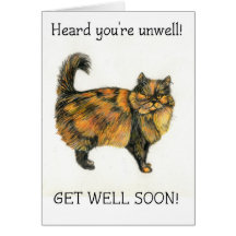 Get Well Card - Tortoiseshell Cat