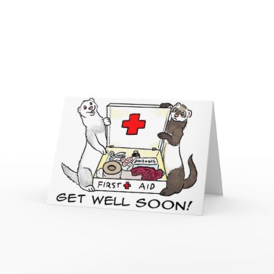 Get Well Soon ferret card by ferrettoons