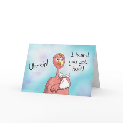 Get Well Soon Injury Pink Flamingo Card by icansketchu